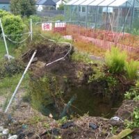 Collapsed garden into a mine shaft Cornwall