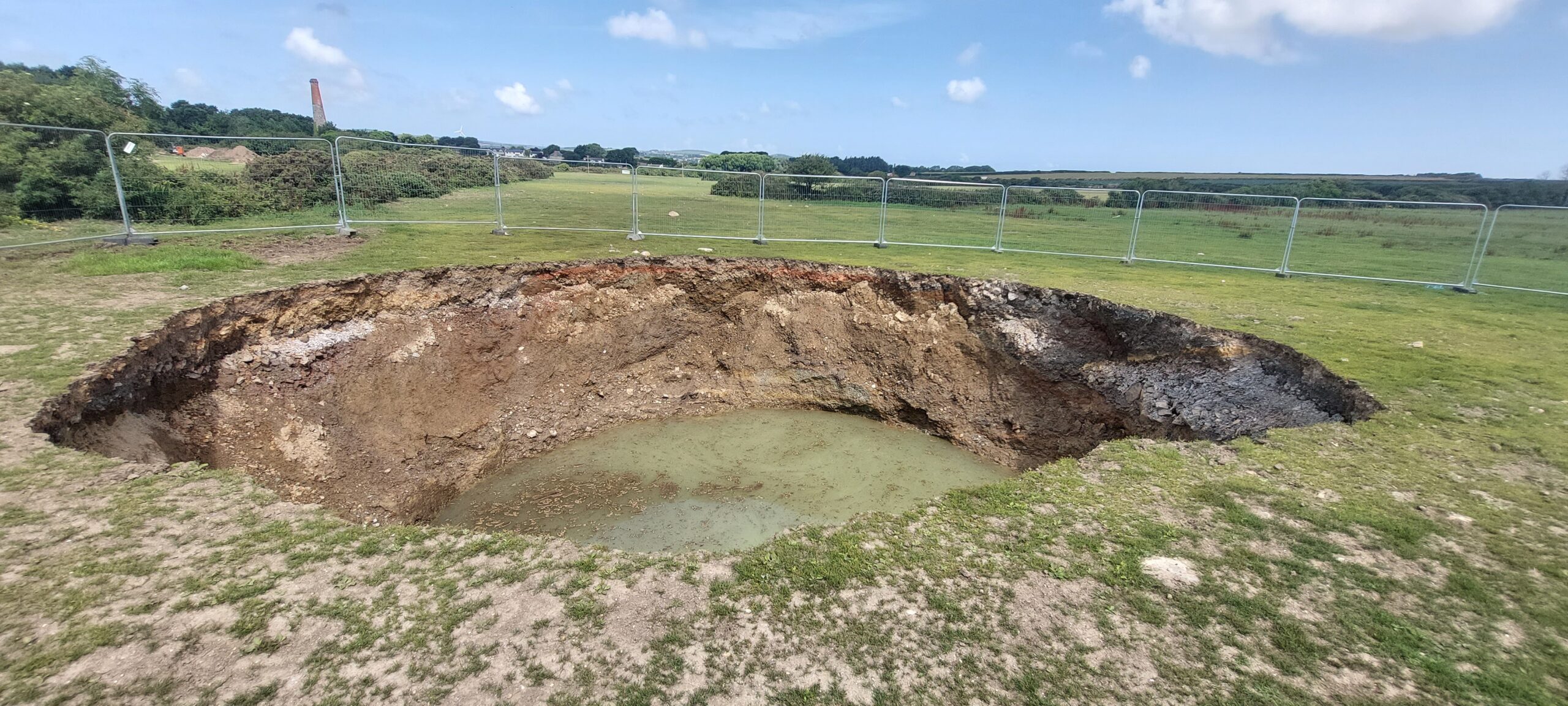 Mine shaft collapse in Cornwall field